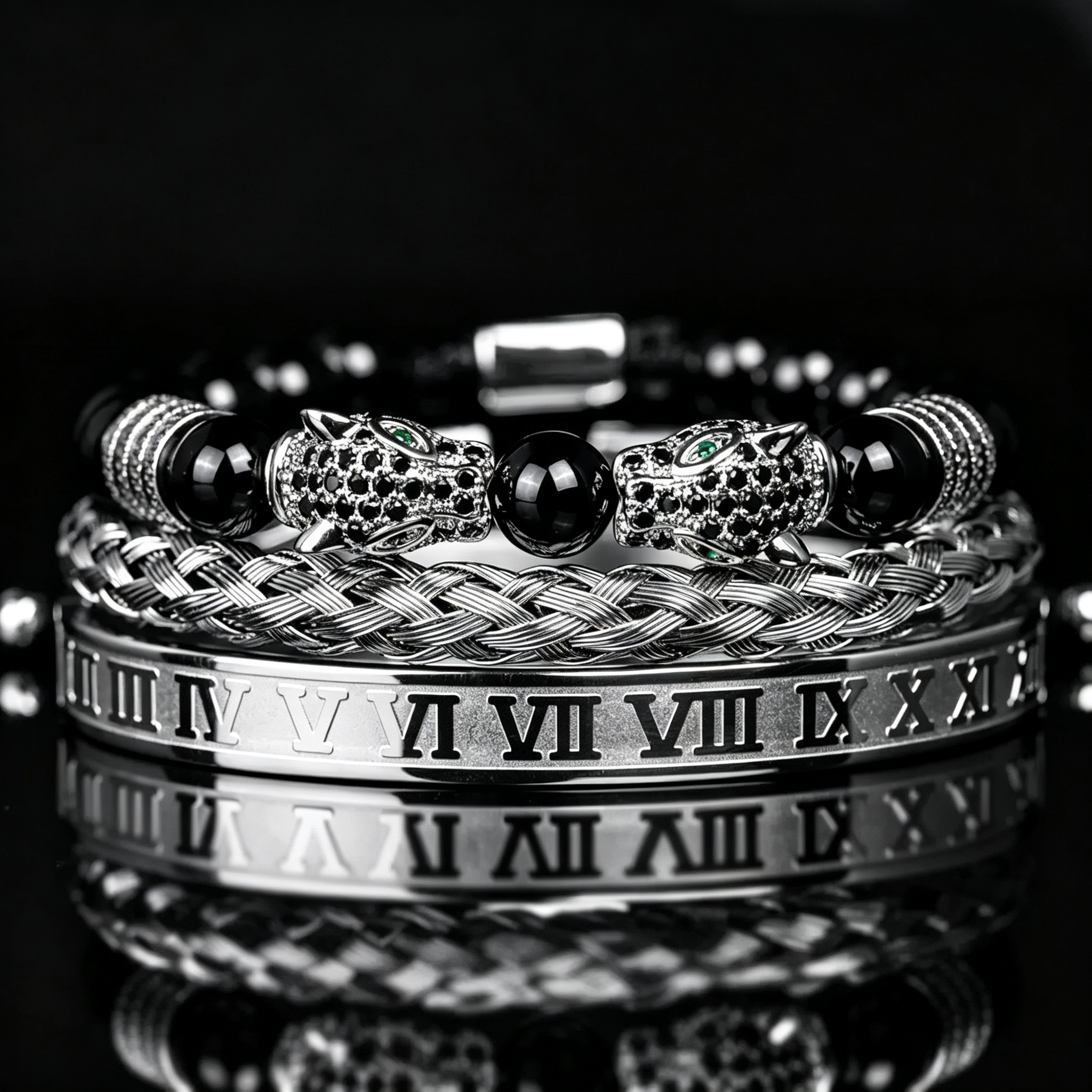 Men 316L Stainless Steel Stackable Beaded Bracelet