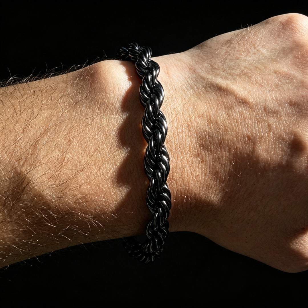 316L Stainless Steel Rope Chain – Gold, Silver & Black