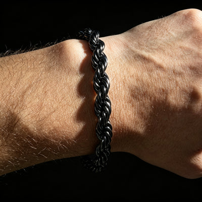 316L Stainless Steel Rope Chain – Gold, Silver & Black