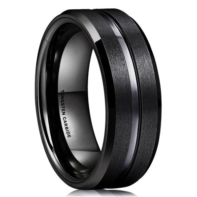 ANILLO DE TUNGSTENO RANURADO CENTRAL 6MM-8MM