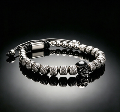 Men 316L Stainless Steel Stackable Beaded Bracelet