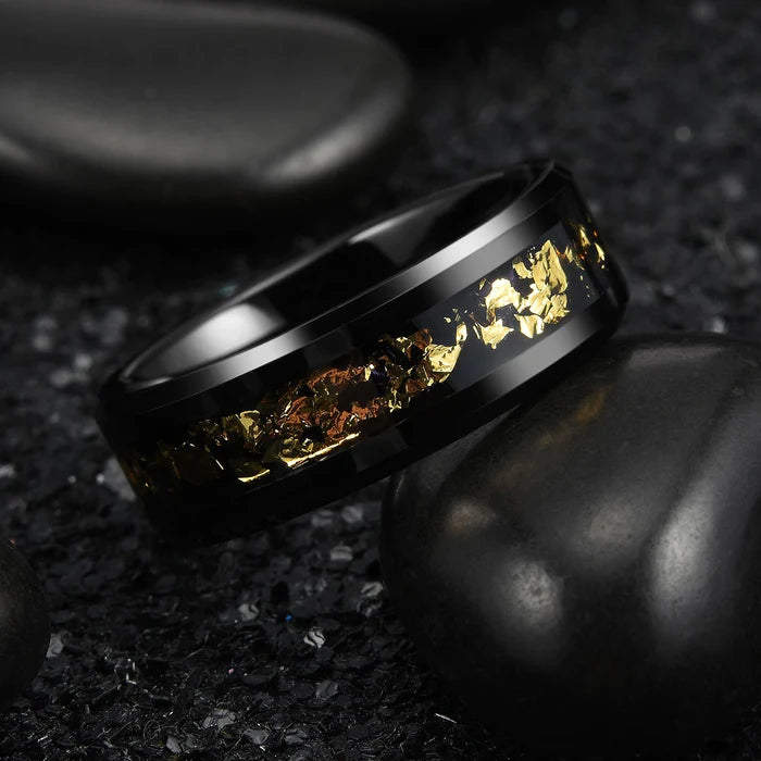 Anillo de tungsteno de 8 mm con incrustaciones de galaxia