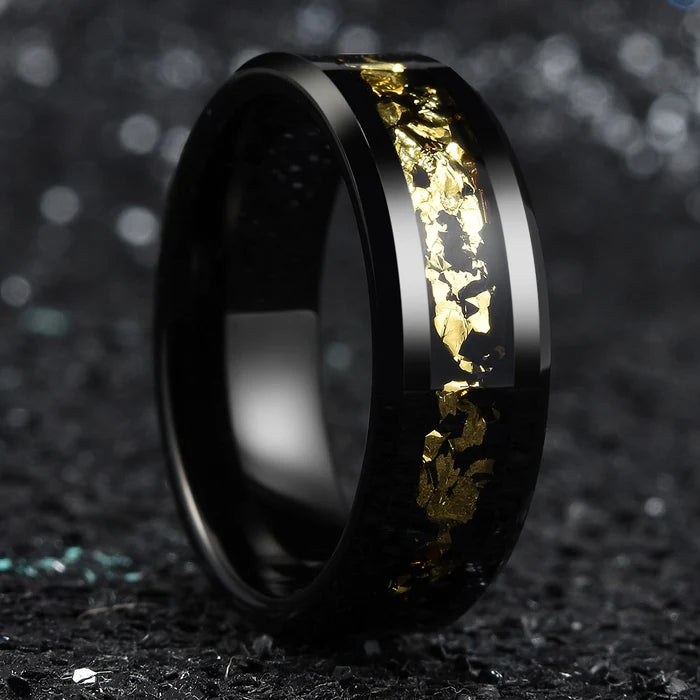 Anillo de tungsteno de 8 mm con incrustaciones de galaxia